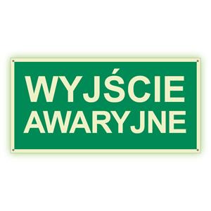 Wyjście awaryjne - fotoluminescencyjny znak z dziurkami, płyta PVC 2 mm 300x150 mm