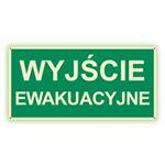 Wyjście ewakuacyjne - fotoluminescencyjny znak z dziurkami, płyta PVC 2 mm 200x100 mm