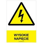 WYSOKIE NAPIĘCIE - znak BHP, płyta PVC A4, 2 mm