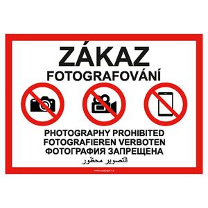 Zákaz fotografování - bezpečnostní tabulka, plast A5, 0,5 mm