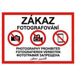 Zákaz fotografování - bezpečnostní tabulka, plast A5, 0,5 mm