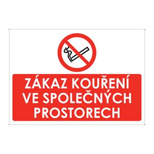 ZÁKAZ KOUŘENÍ VE SPOLEČNÝCH PROSTORECH, plast 2 mm s dírkami A4