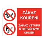 Zákaz kouření - zákaz vstupu s otevřeným ohněm, kombinace, samolepka a4