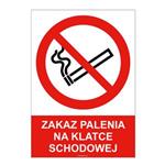 ZAKAZ PALENIA NA KLATCE SCHODOWEJ, płyta PVC 1 mm, 210x297 mm