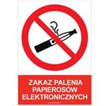 ZAKAZ PALENIA PAPIEROSÓW ELEKTRONICZNYCH - znak BHP, płyta PVC A5, 0,5 mm