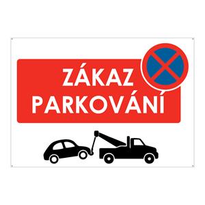 Zákaz parkování - auta - bezpečnostní tabulka s dírkami, plast 2 mm, A4