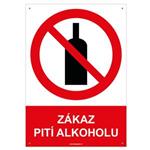ZÁKAZ PITÍ ALKOHOLU - bezpečnostní tabulka s dírkami, plast A4, 2 mm