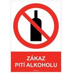 ZÁKAZ PITÍ ALKOHOLU - bezpečnostní tabulka, samolepka A4