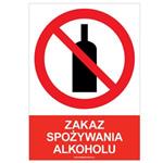 ZAKAZ SPOŻYWANIA ALKOHOLU - znak BHP, naklejka A4