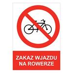 ZAKAZ WJAZDU NA ROWERZE - znak BHP, płyta PVC A5, 2 mm