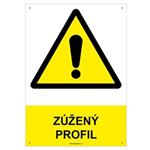ZÚŽENÝ PROFIL - bezpečnostní tabulka s dírkami, plast A4, 2 mm