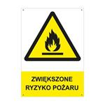 ZWIĘKSZONE RYZYKO POŻARU - znak BHP z dziurkami, płyta PVC A4, 2 mm